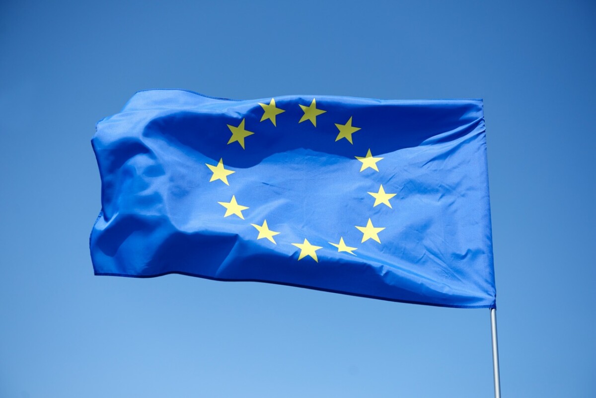 European Union flag on the blue background